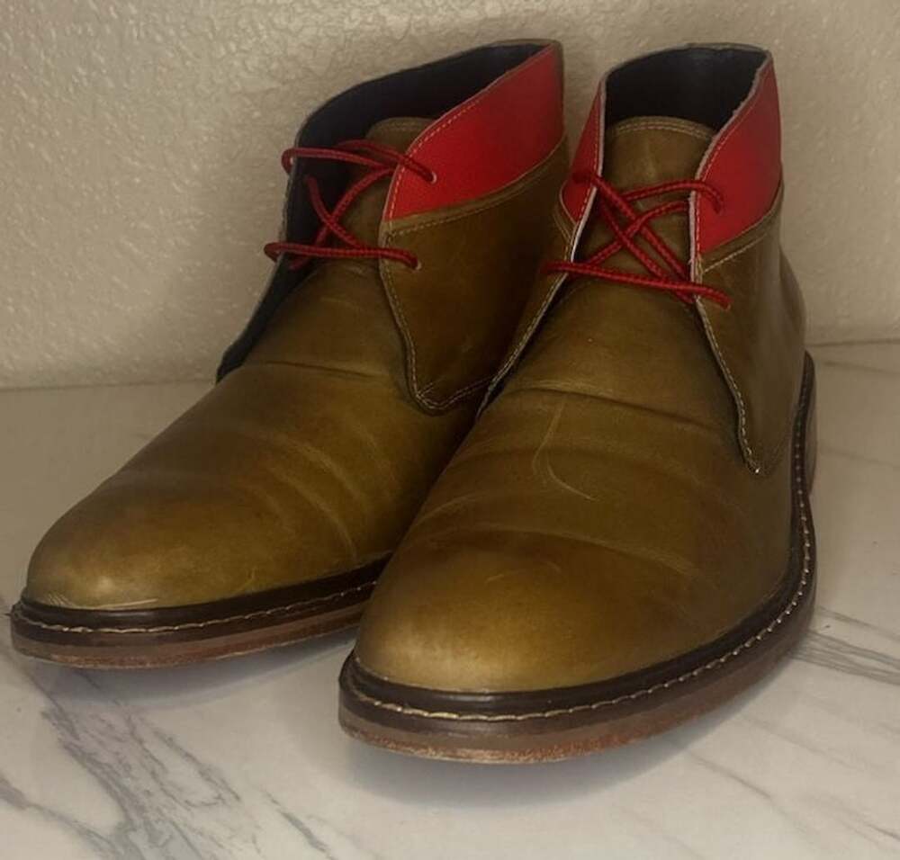 Cole Haan Colton Tan Leather Red Trim Chukka Boots